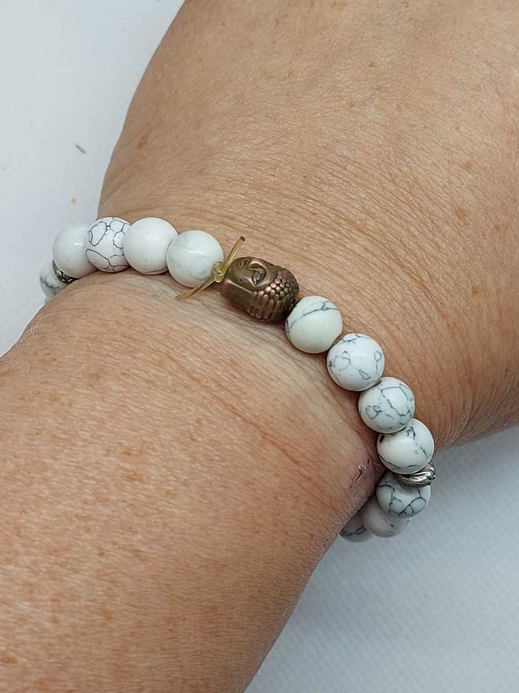 Bracelet blanc gris - Howlite